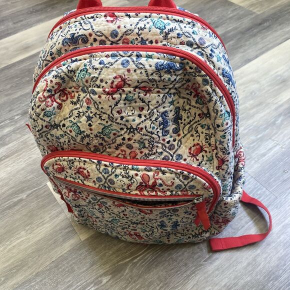 Vera Bradley Quilted Iconic Campus Backpack SEA LIFE Large - Picture 3 of 16